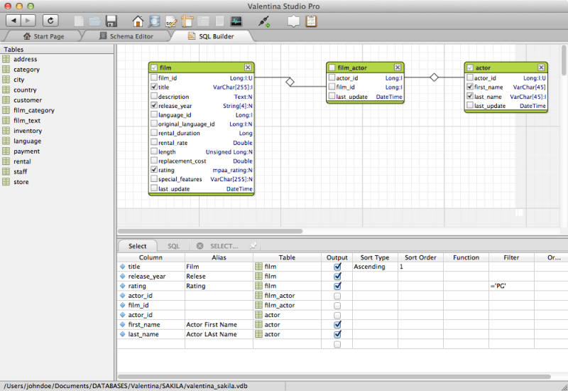 Database Visual Query Builder