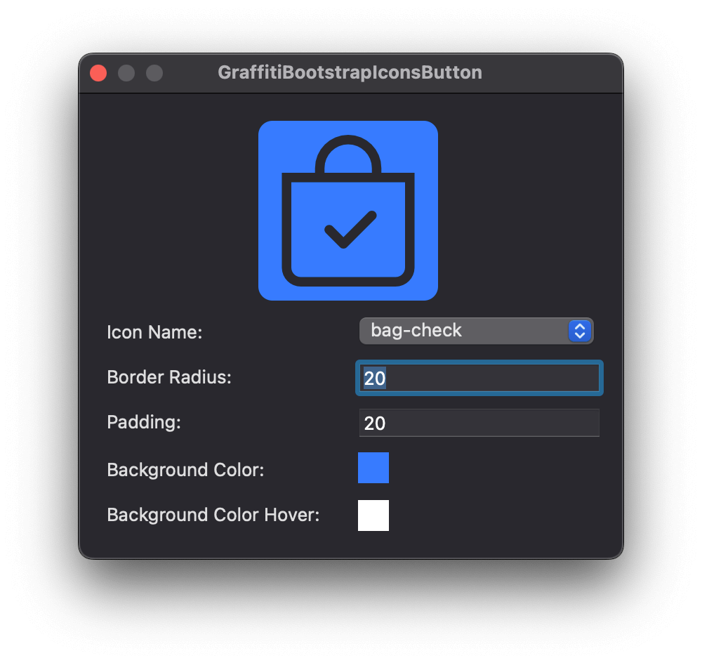 GraffitiBootstrapIconsButton provides an easy to use button control for displaying interactive Bootstrap icons.