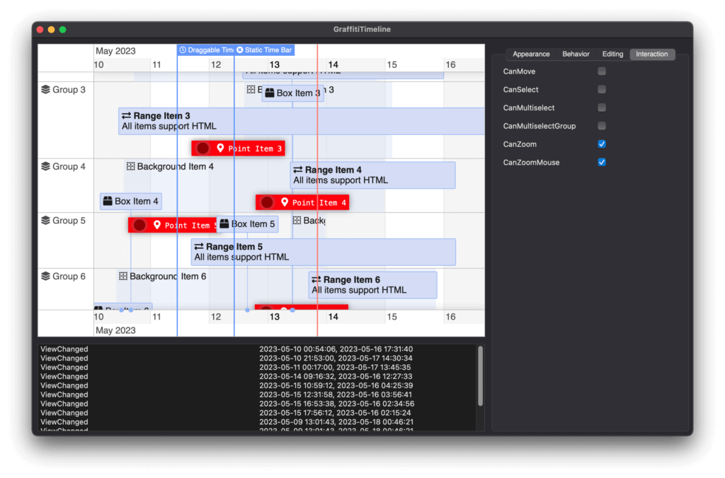 GrafiitiTimeline provides a Timeline Control for Xojo