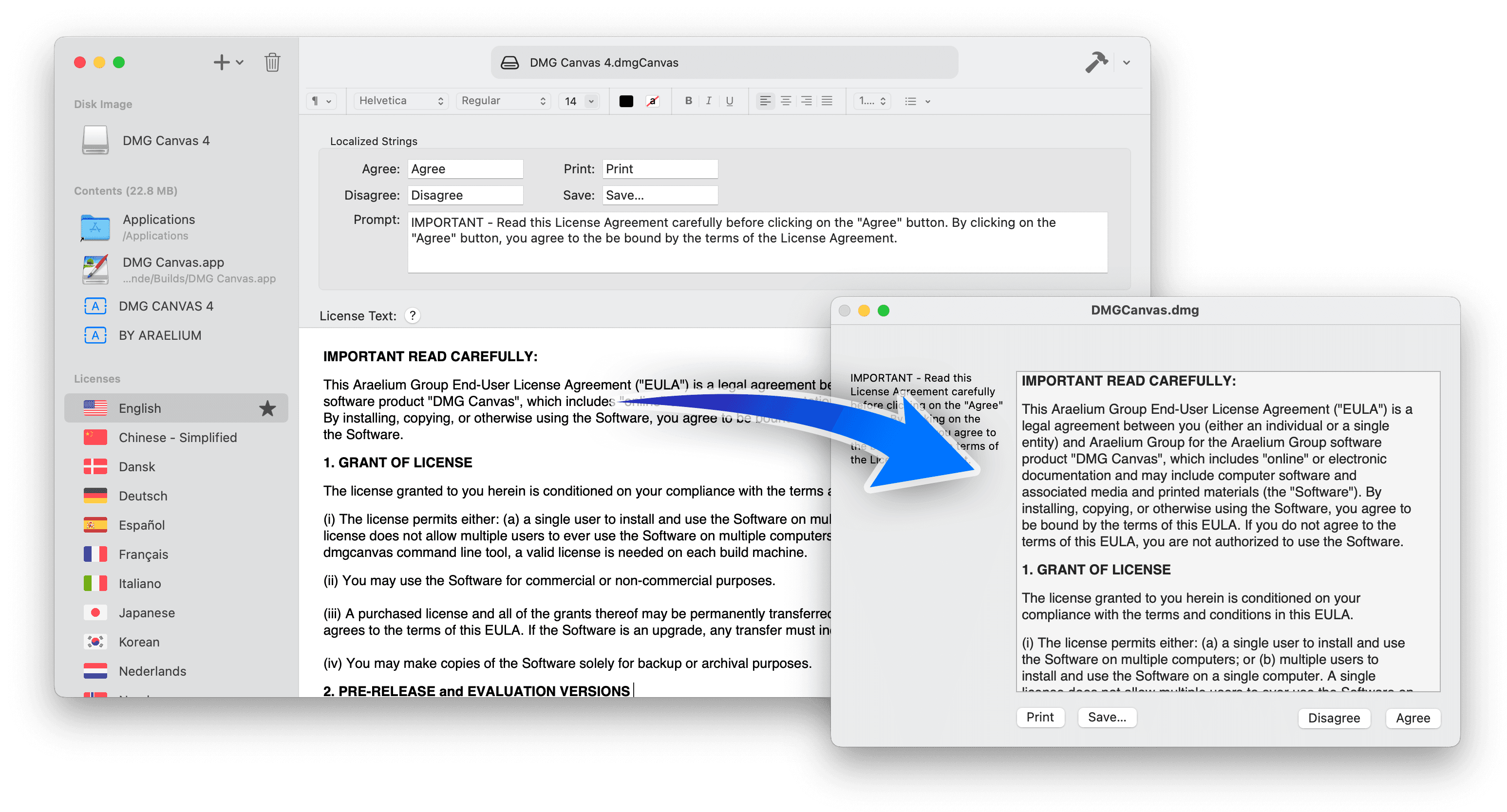 Visual Drag and Drop Editor Making macOS disk images shouldn't be hard.